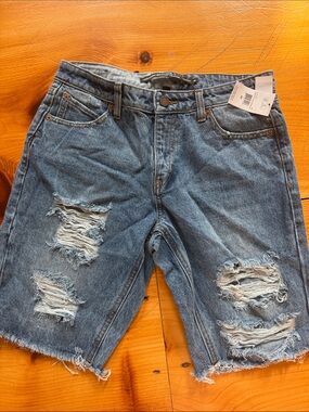 Distressed Bermuda Shorts - Blue